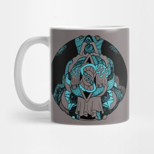 Blue Grey Circle of Ornament Mug